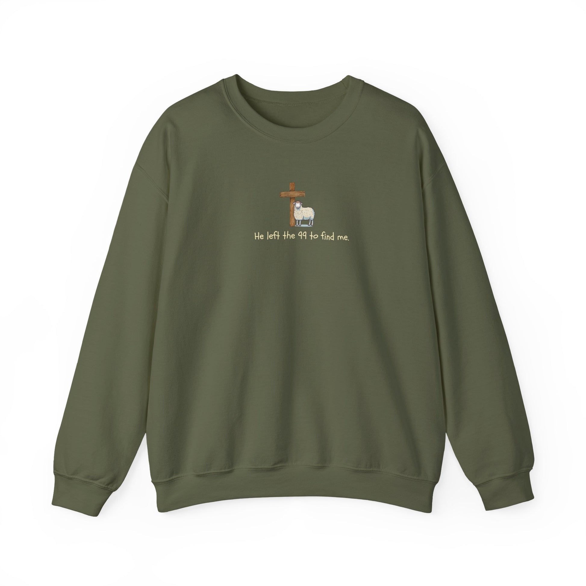 Faith-Inspired Crewneck Sweatshirt, Cozy Religious Apparel, He Left the 99 Sweatshirt, Gift for Believers, Inspirational Christian Clothing