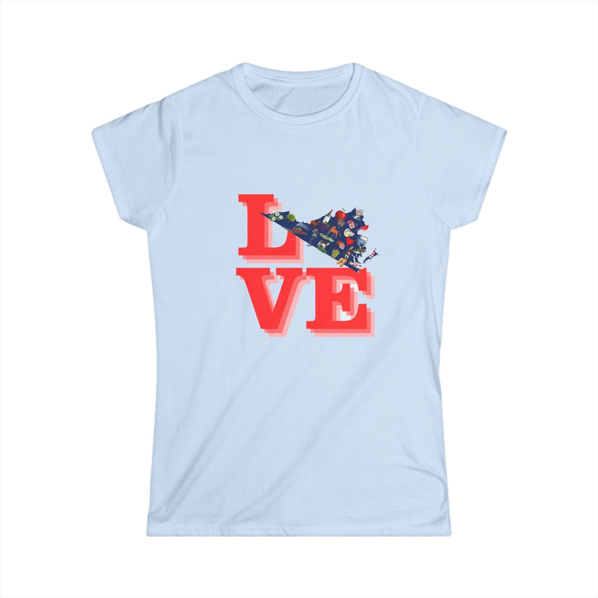 Virginia Love Graphic Women's Softstyle Tee, Casual Summer Shirt, Gift for Her, Travel Souvenir, Valentine's, Birthday