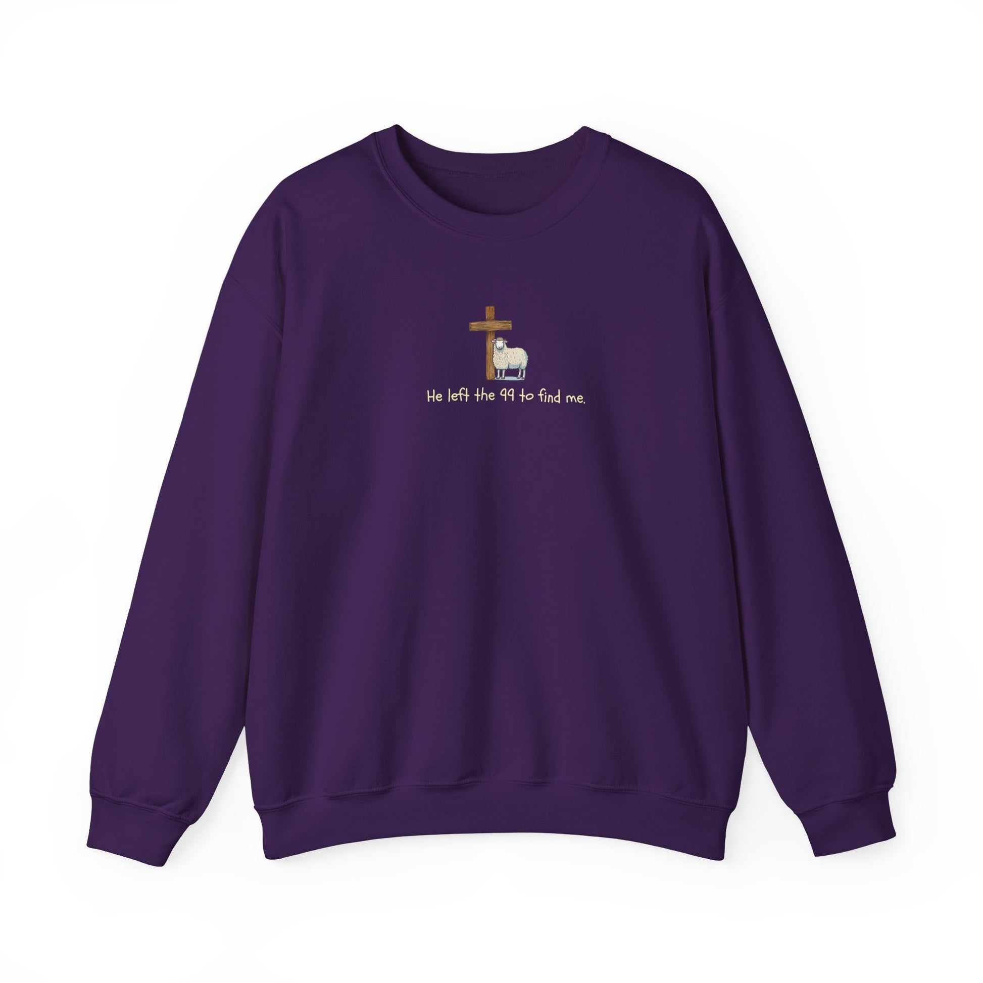 Faith-Inspired Crewneck Sweatshirt, Cozy Religious Apparel, He Left the 99 Sweatshirt, Gift for Believers, Inspirational Christian Clothing