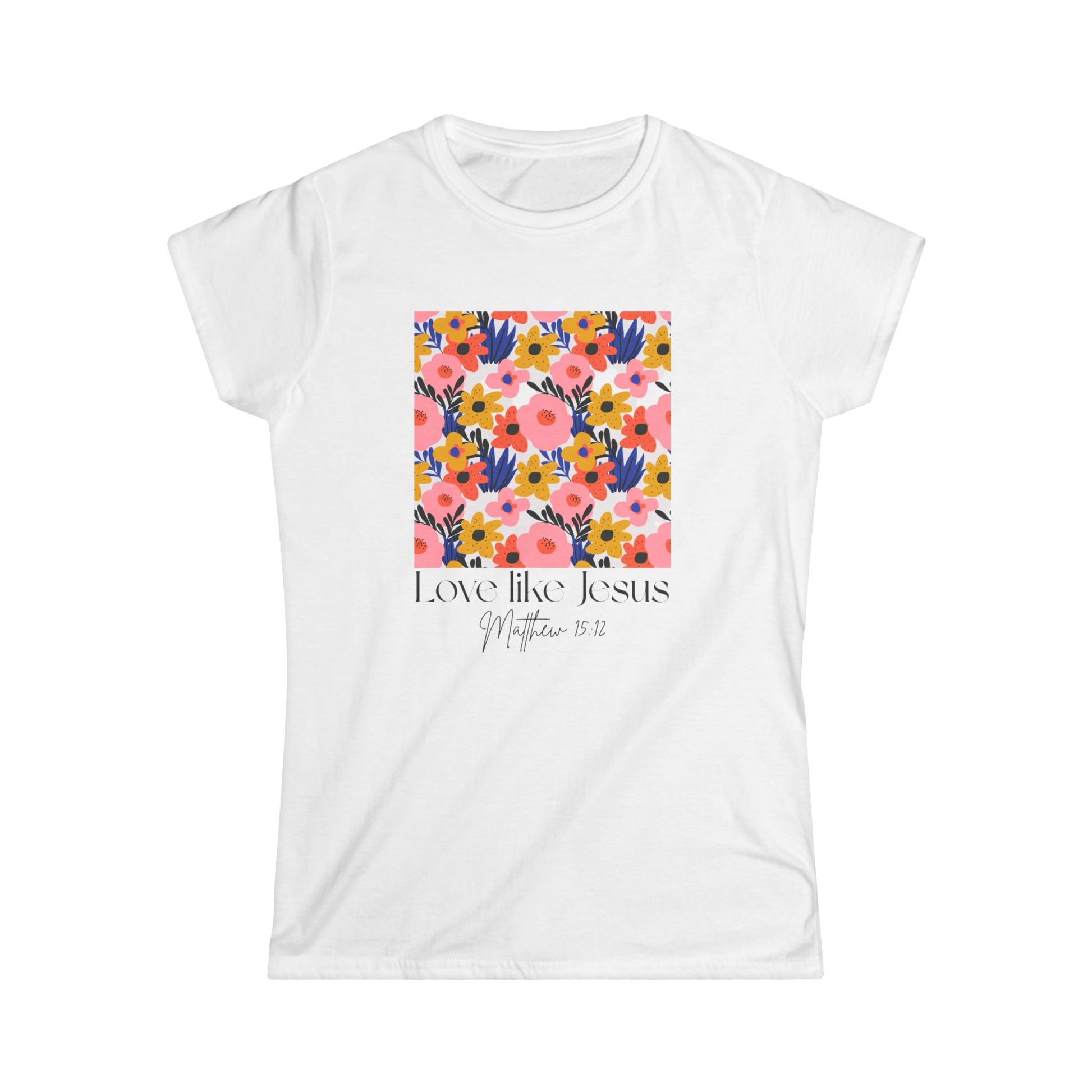 Colorful Floral Love Like Jesus Tee, Faith Shirt, Inspirational Top, Christian Apparel, Spring Fashion, Gift for Her