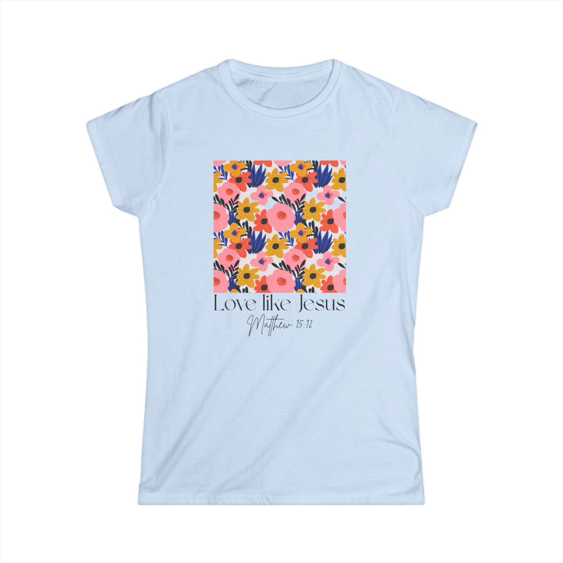 Colorful Floral Love Like Jesus Tee, Faith Shirt, Inspirational Top, Christian Apparel, Spring Fashion, Gift for Her