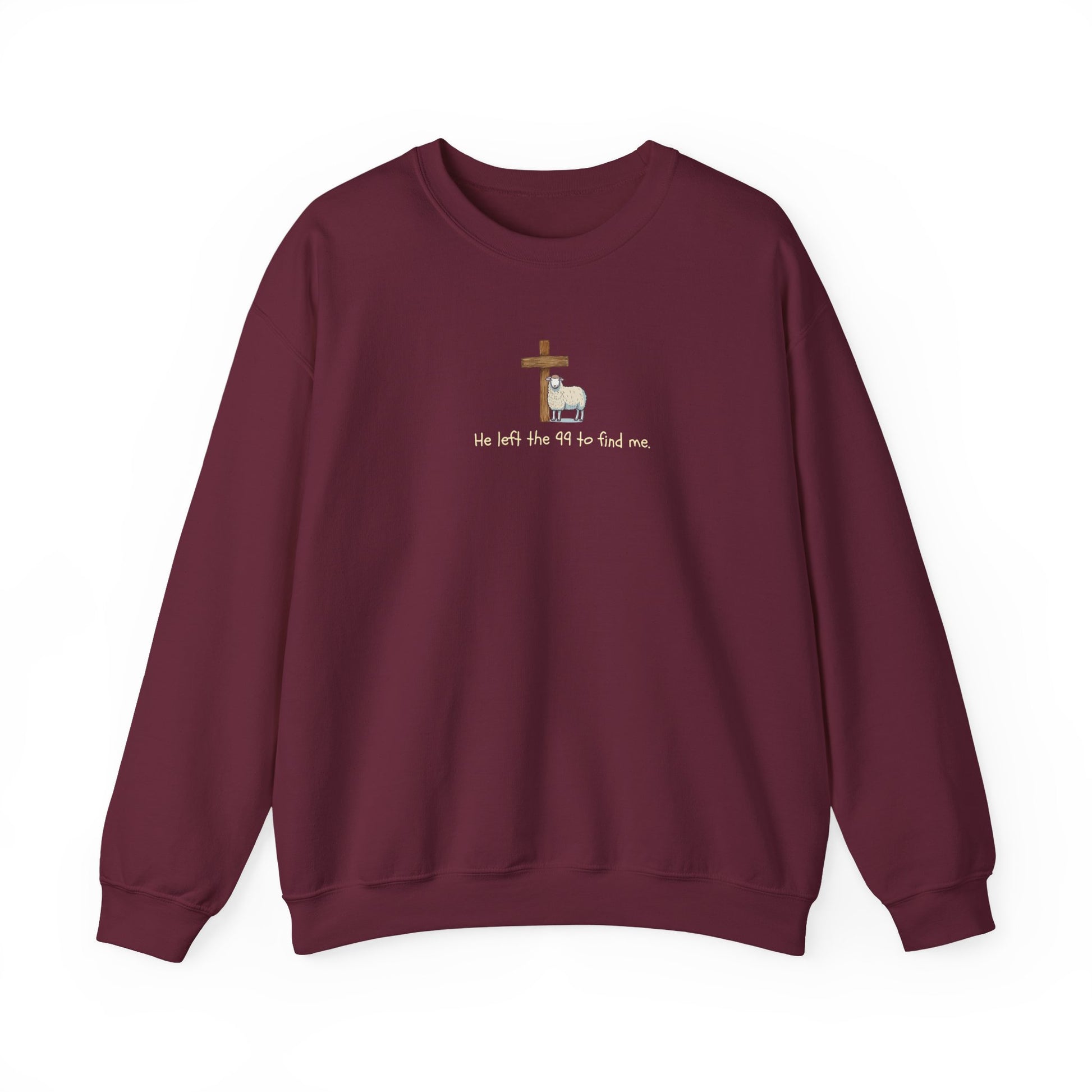 Faith-Inspired Crewneck Sweatshirt, Cozy Religious Apparel, He Left the 99 Sweatshirt, Gift for Believers, Inspirational Christian Clothing
