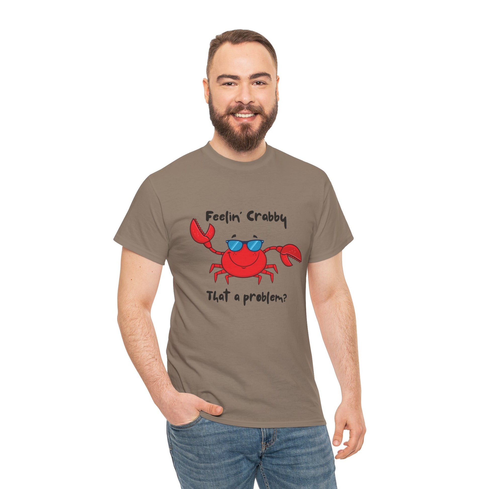 Feelin' Crabby Unisex Heavy Cotton Tee | Funny Beachwear, Nautical Tee, Summer Gift, Casual Graphic T-Shirt, Humor Apparel