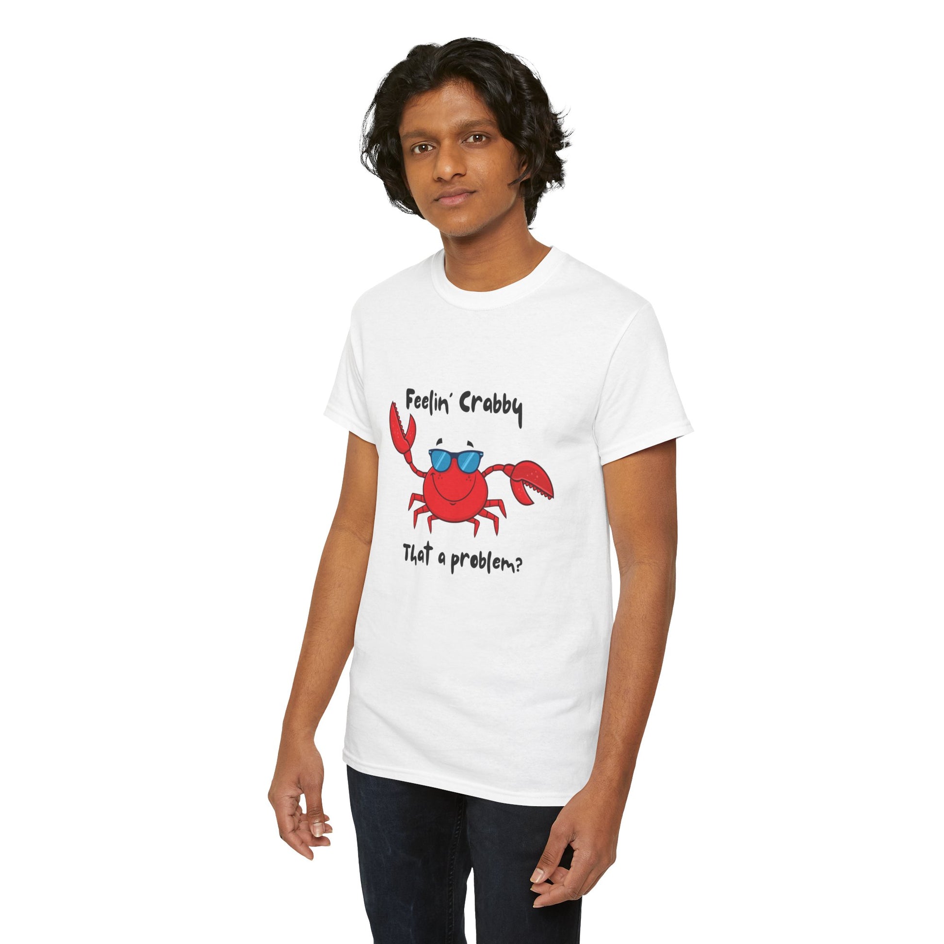 Feelin' Crabby Unisex Heavy Cotton Tee | Funny Beachwear, Nautical Tee, Summer Gift, Casual Graphic T-Shirt, Humor Apparel