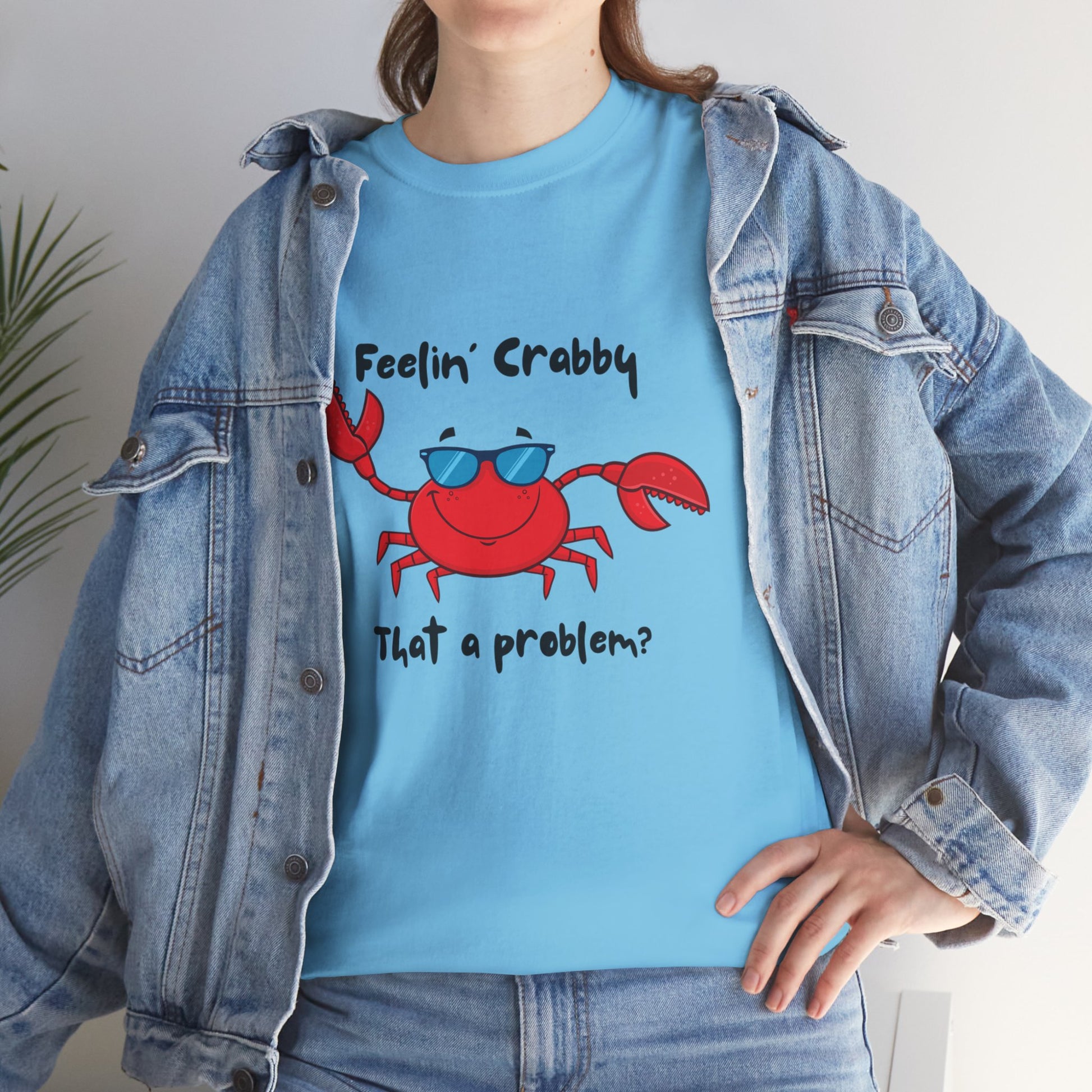 Feelin' Crabby Unisex Heavy Cotton Tee | Funny Beachwear, Nautical Tee, Summer Gift, Casual Graphic T-Shirt, Humor Apparel