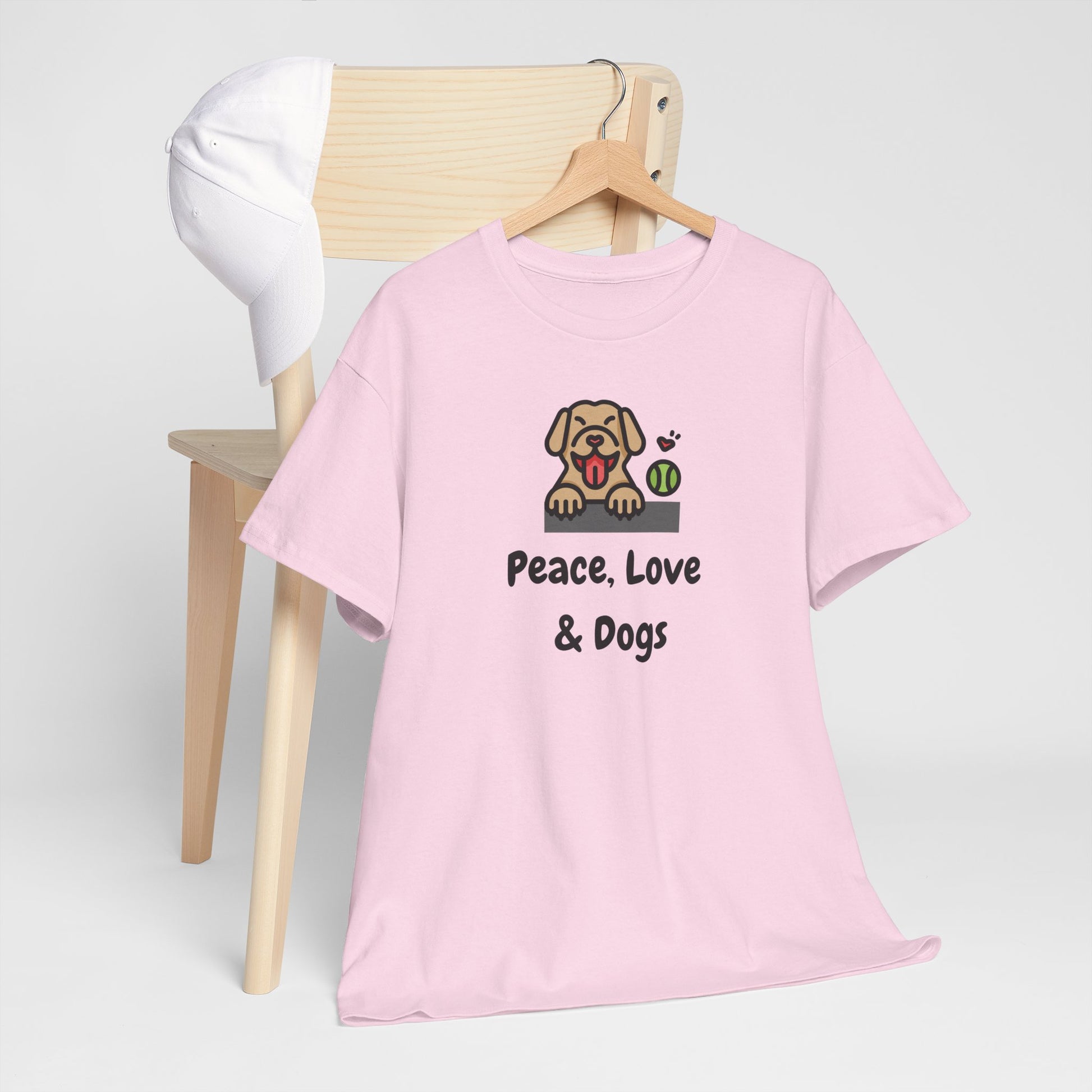 Peace Love & Dogs Cotton T Shirt ~ Unisex, Dog Lover Gift