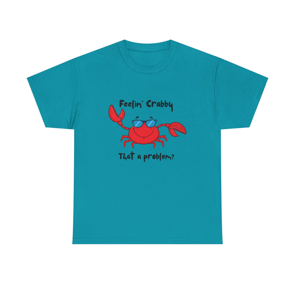 Feelin' Crabby Unisex Heavy Cotton Tee | Funny Beachwear, Nautical Tee, Summer Gift, Casual Graphic T-Shirt, Humor Apparel