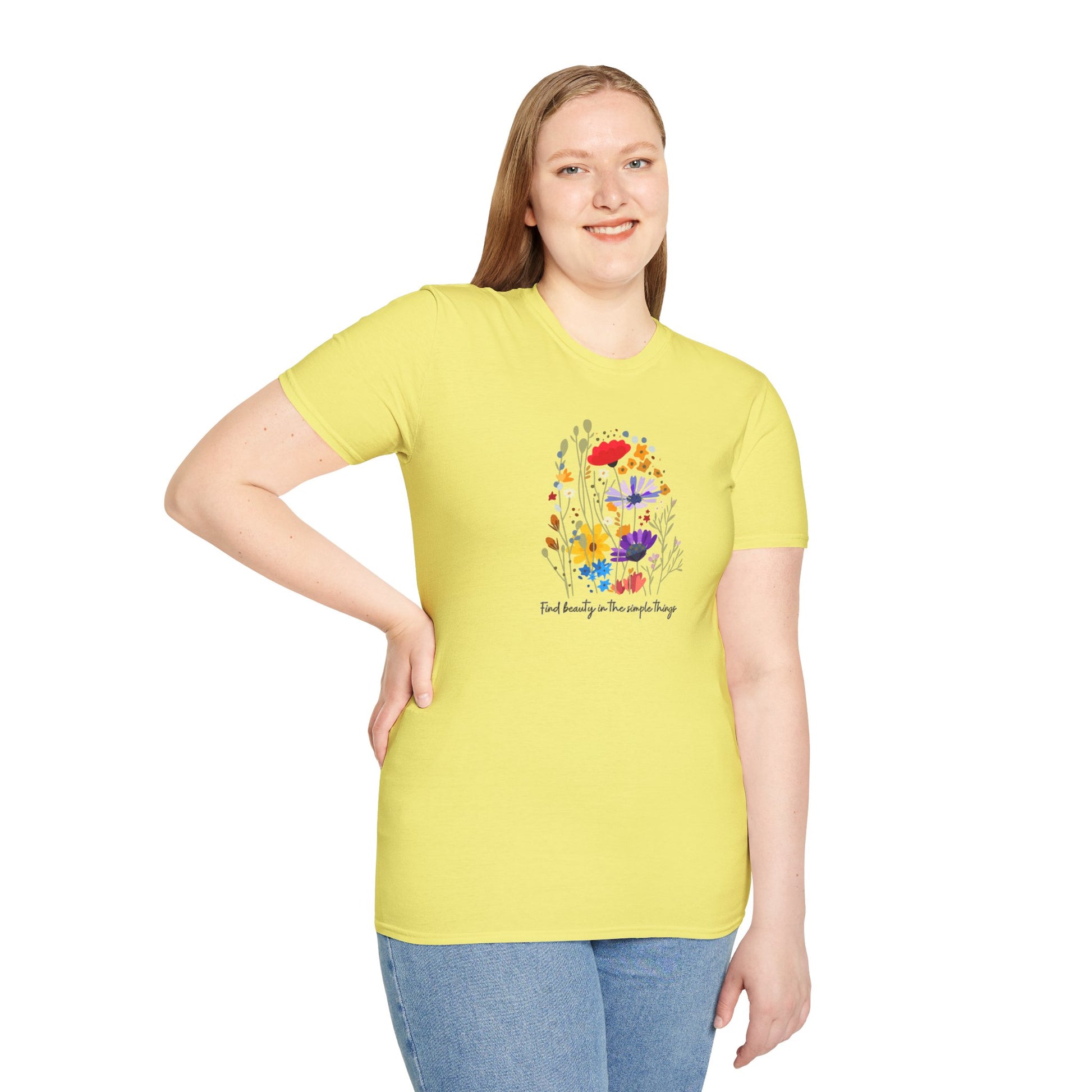 Floral Inspirational Tee, Find Beauty in the Small Things, Unisex T-Shirt, Nature Lover Gift, Positive Vibes Apparel, Everyday Wear