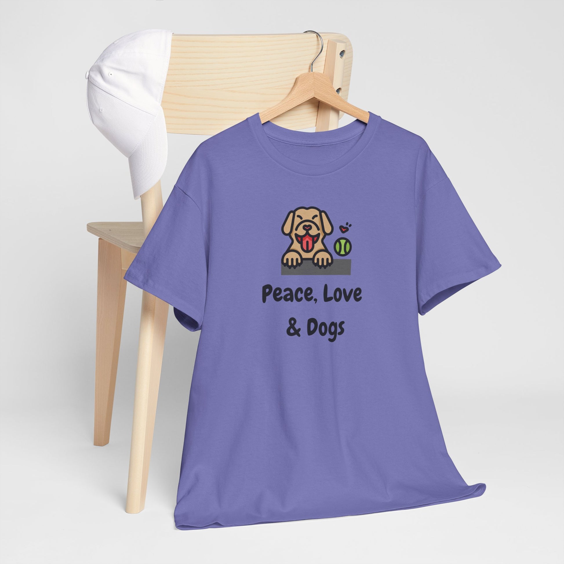 Peace Love & Dogs Cotton T Shirt ~ Unisex, Dog Lover Gift