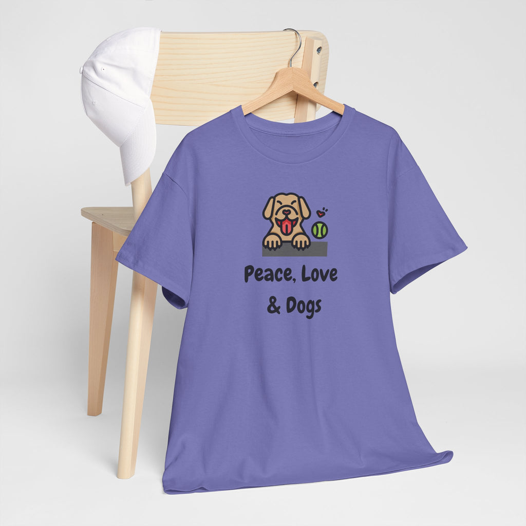 Peace Love & Dogs Cotton T Shirt ~ Unisex, Dog Lover Gift