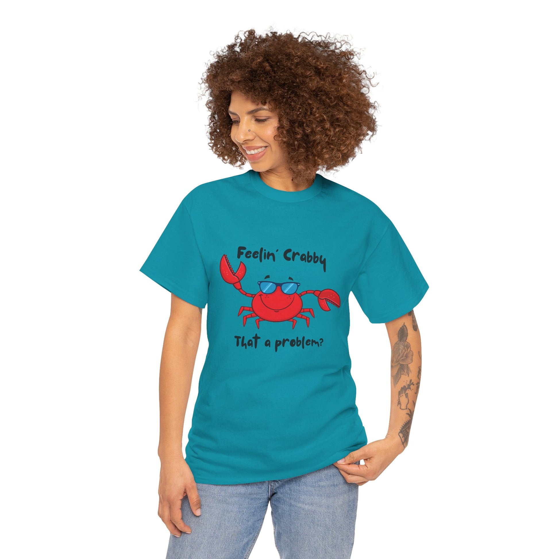 Feelin' Crabby Unisex Heavy Cotton Tee | Funny Beachwear, Nautical Tee, Summer Gift, Casual Graphic T-Shirt, Humor Apparel