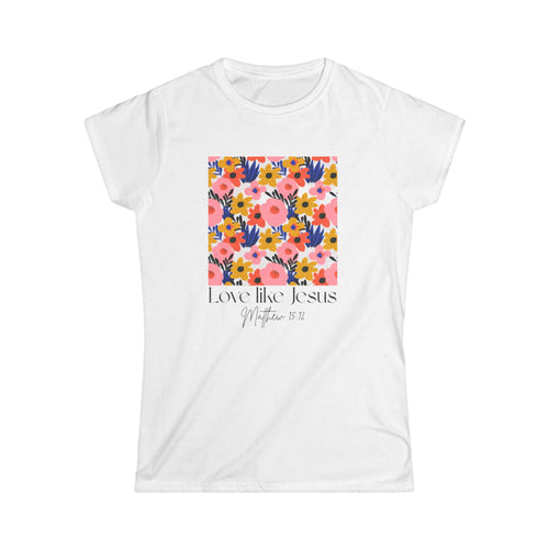 Colorful Floral Love Like Jesus Tee, Faith Shirt, Inspirational Top, Christian Apparel, Spring Fashion, Gift for Her