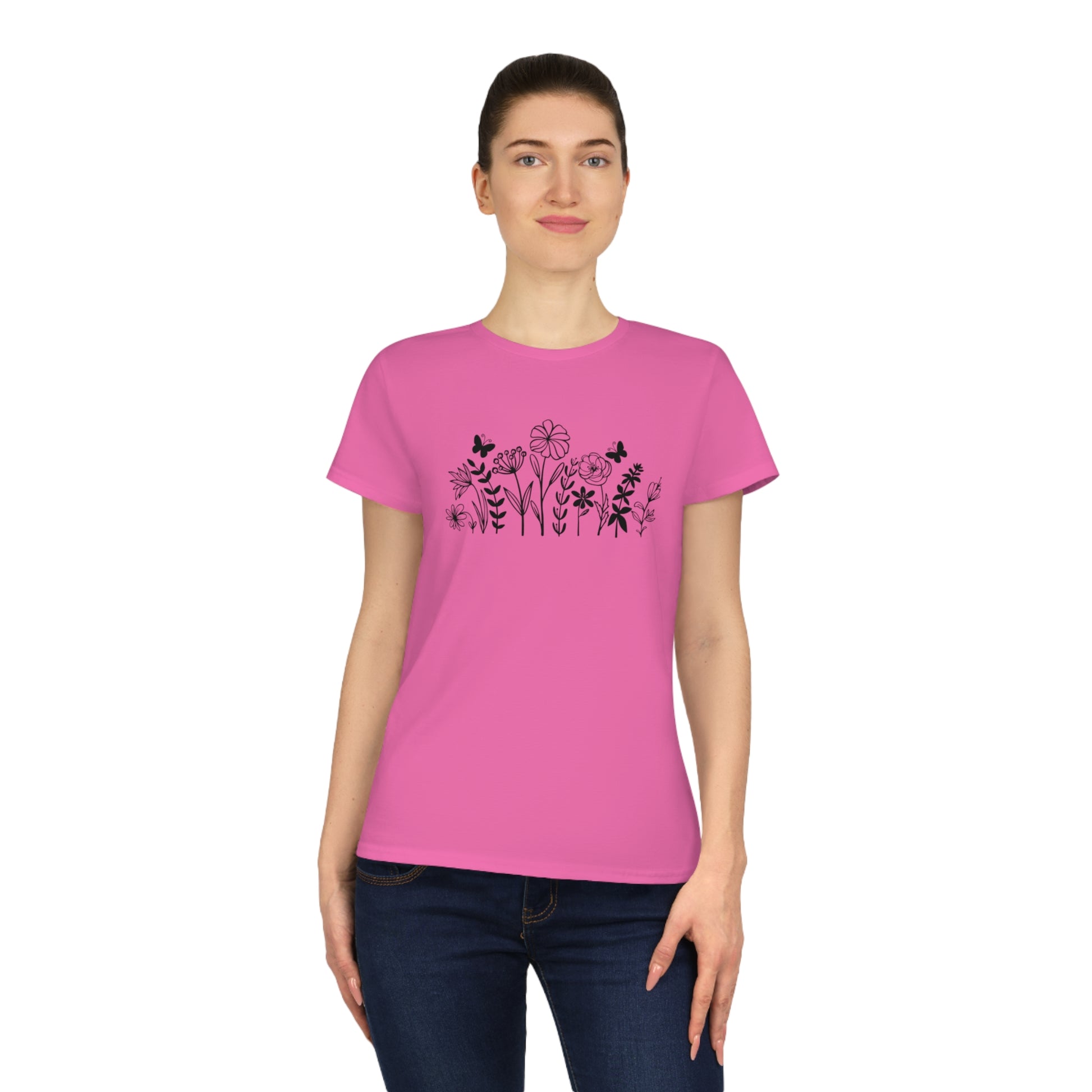 Floral Graphic T-Shirt for Women, Cute Casual Tee, Gift for Her, Spring Style, Everyday Wear, Nature Lover Shirt