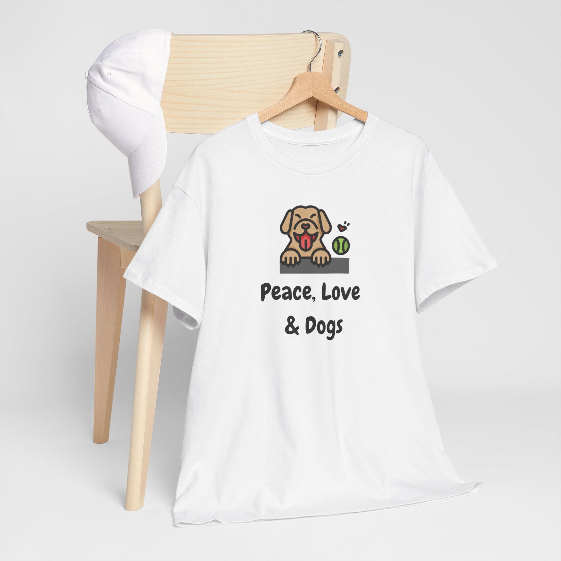 Peace Love & Dogs Cotton T Shirt ~ Unisex, Dog Lover Gift
