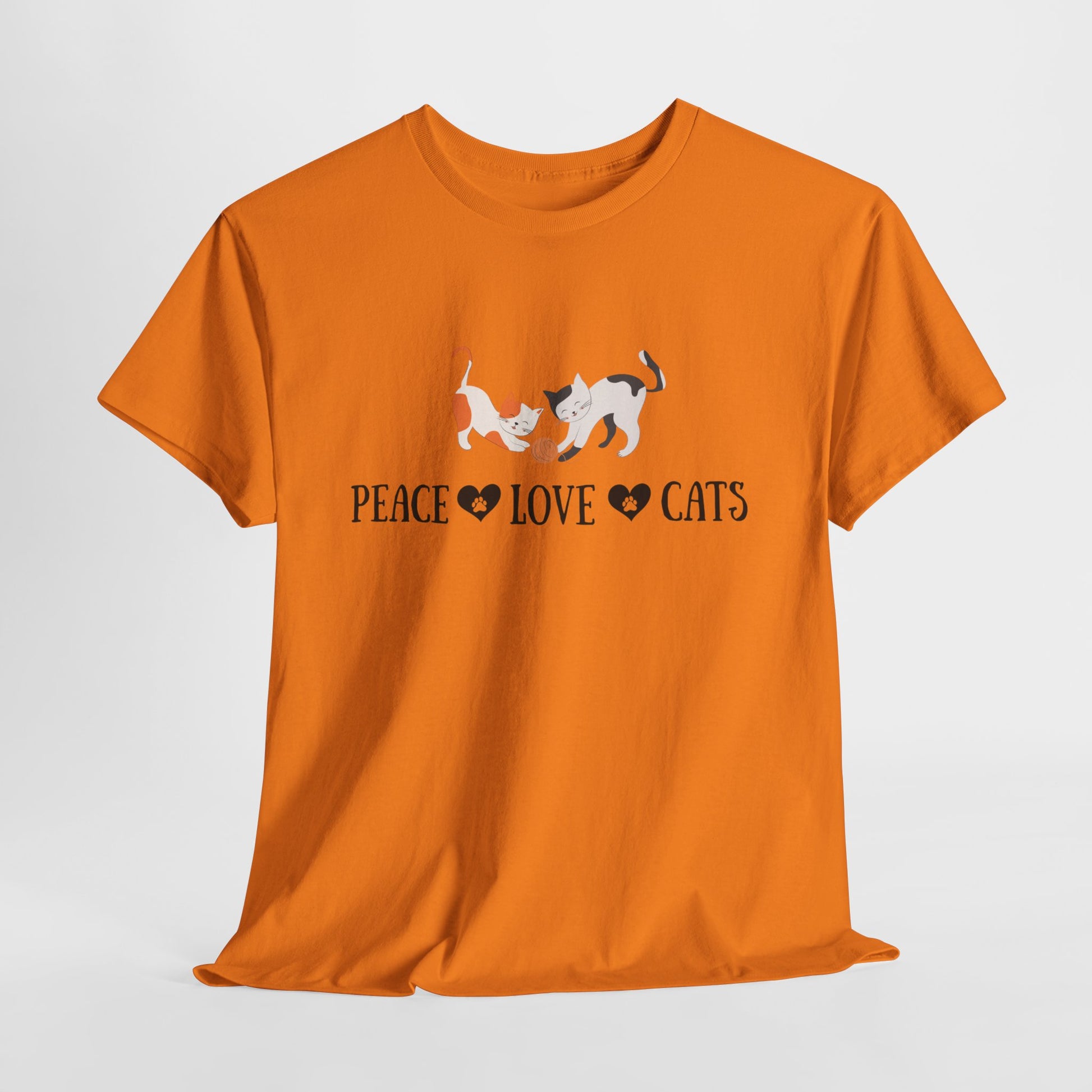 Peace Love Cats T-Shirt | Unisex Heavy Cotton Tee for Cat Lovers, Gift for Pet Owners, Cute Animal Apparel, Casual Wear, Everyday Comfort
