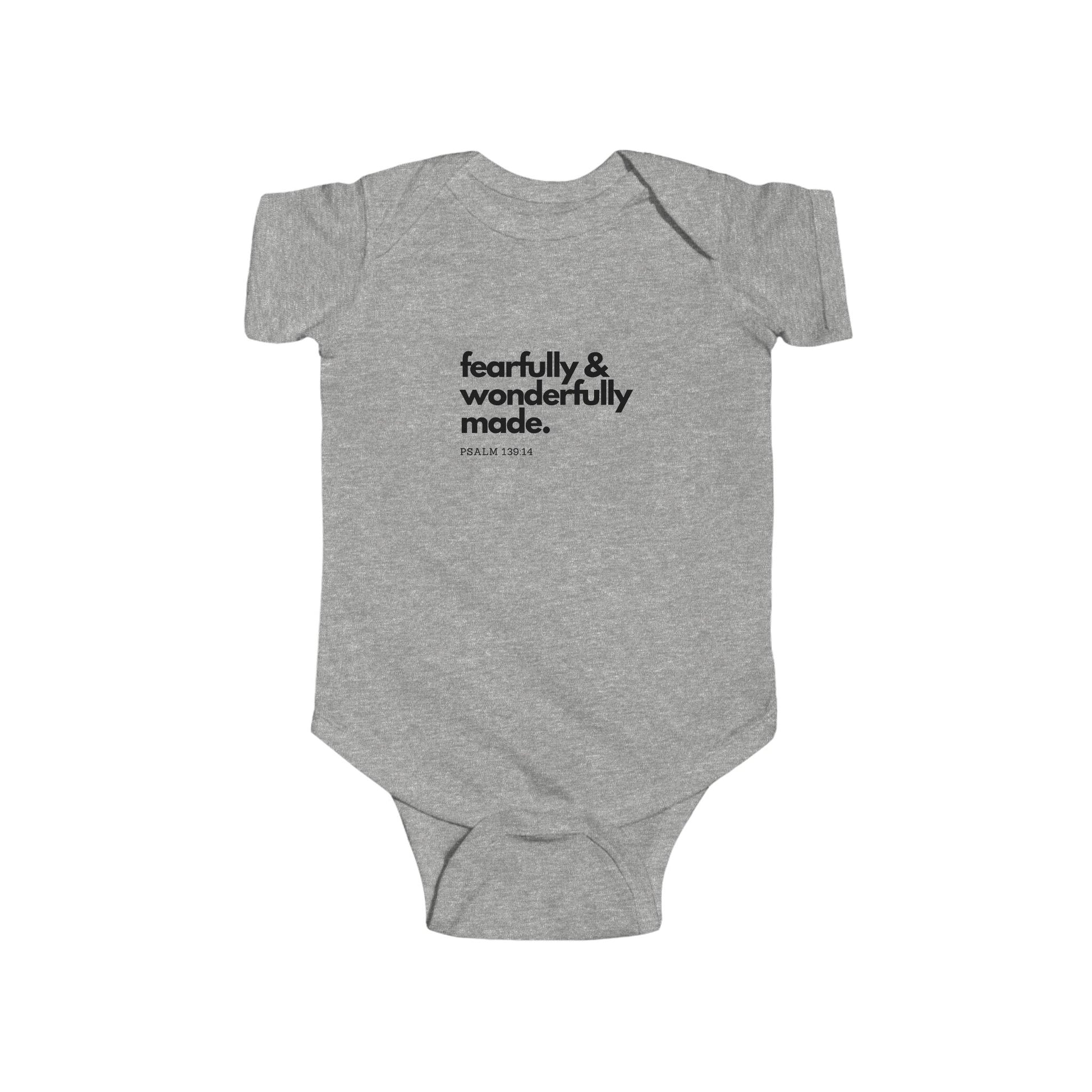 Fearfully & Wonderfully Made Infant Bodysuit, Baby Shower Gift, Newborn Outfit, Baby Apparel, Christian Baby Clothes