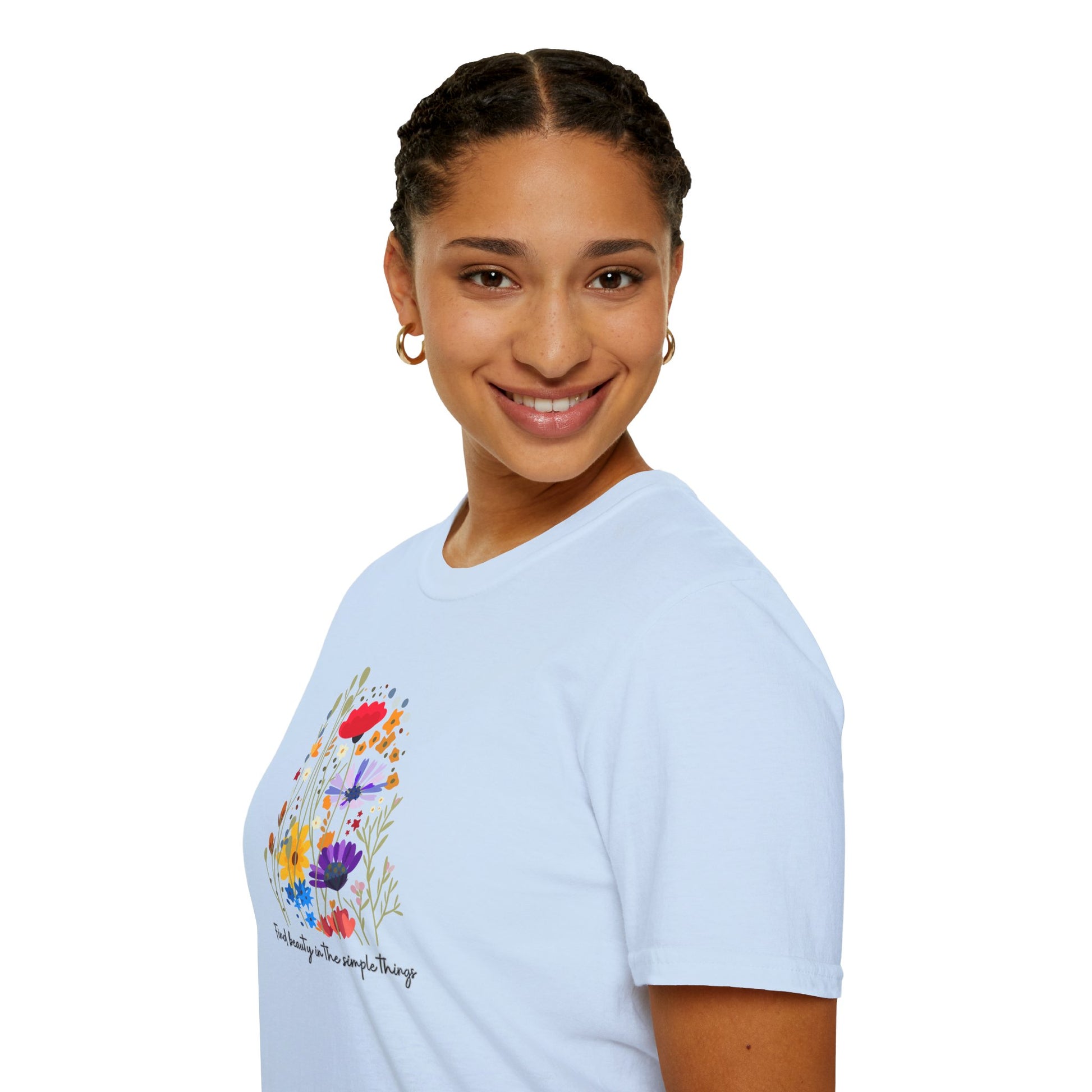 Floral Inspirational Tee, Find Beauty in the Small Things, Unisex T-Shirt, Nature Lover Gift, Positive Vibes Apparel, Everyday Wear