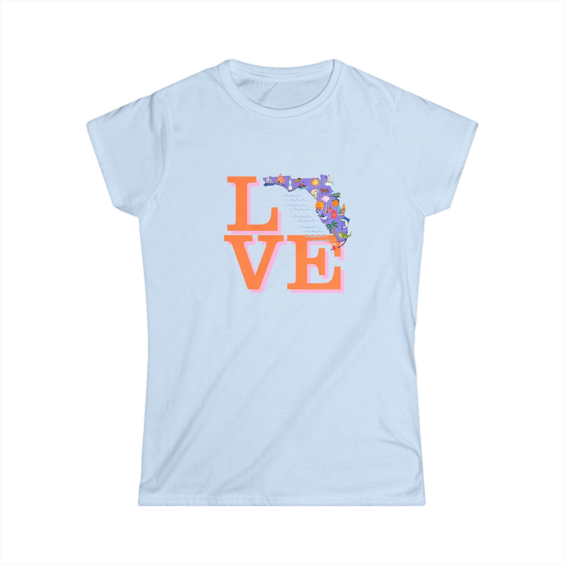 Florida Love Women's Tee, Summer Shirt, Gift for Her, Casual Wear, Vacation Outfit, Beach Day Top