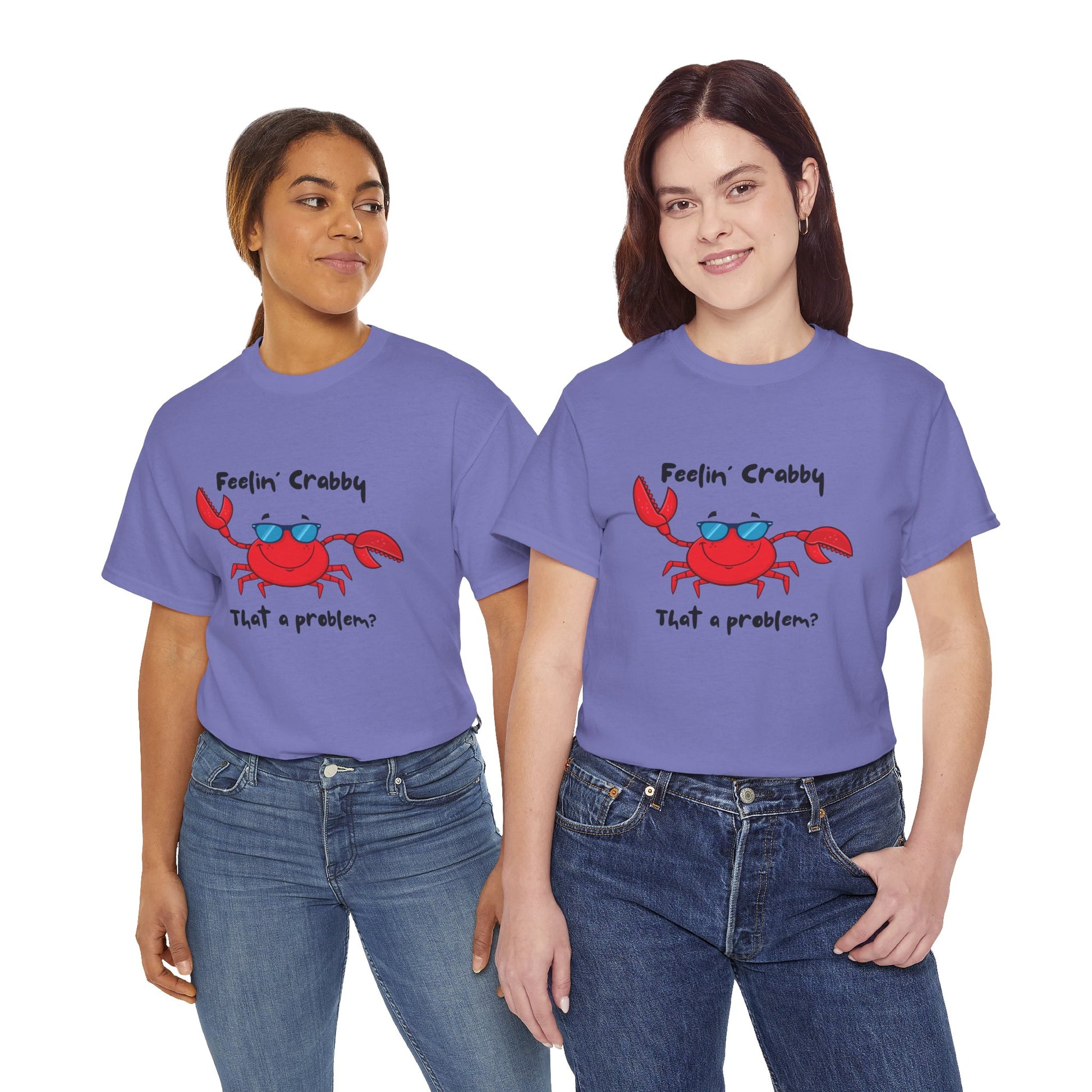 Feelin' Crabby Unisex Heavy Cotton Tee | Funny Beachwear, Nautical Tee, Summer Gift, Casual Graphic T-Shirt, Humor Apparel