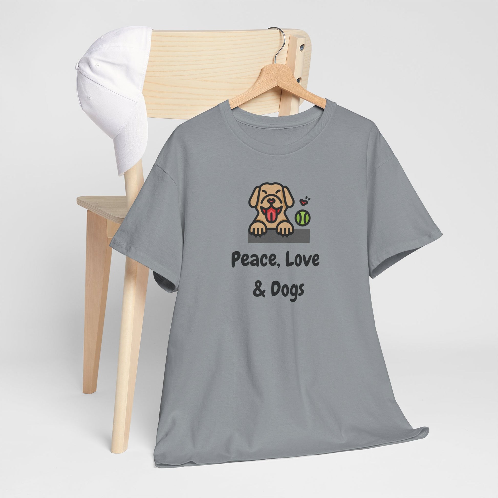 Peace Love & Dogs Cotton T Shirt ~ Unisex, Dog Lover Gift