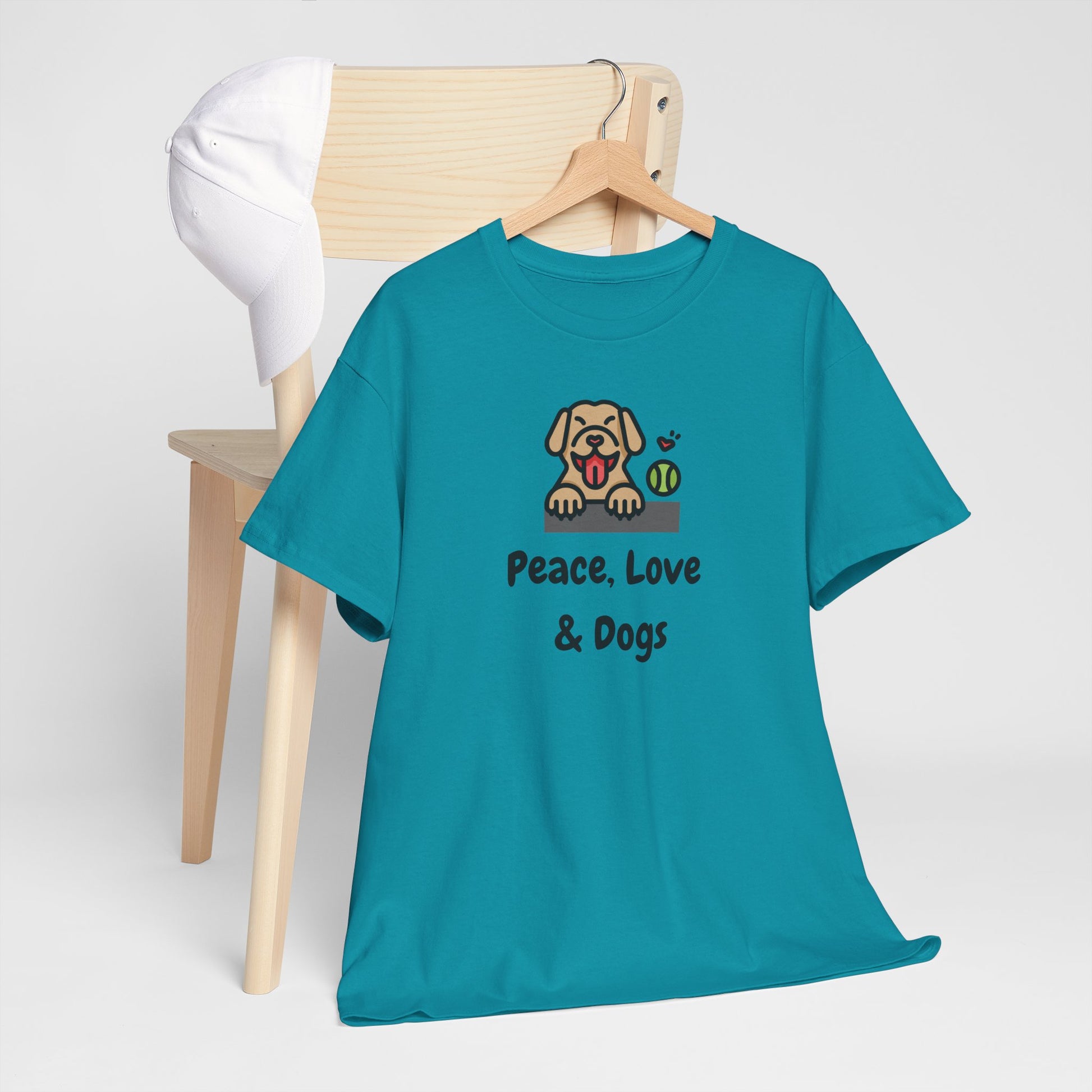Peace Love & Dogs Cotton T Shirt ~ Unisex, Dog Lover Gift
