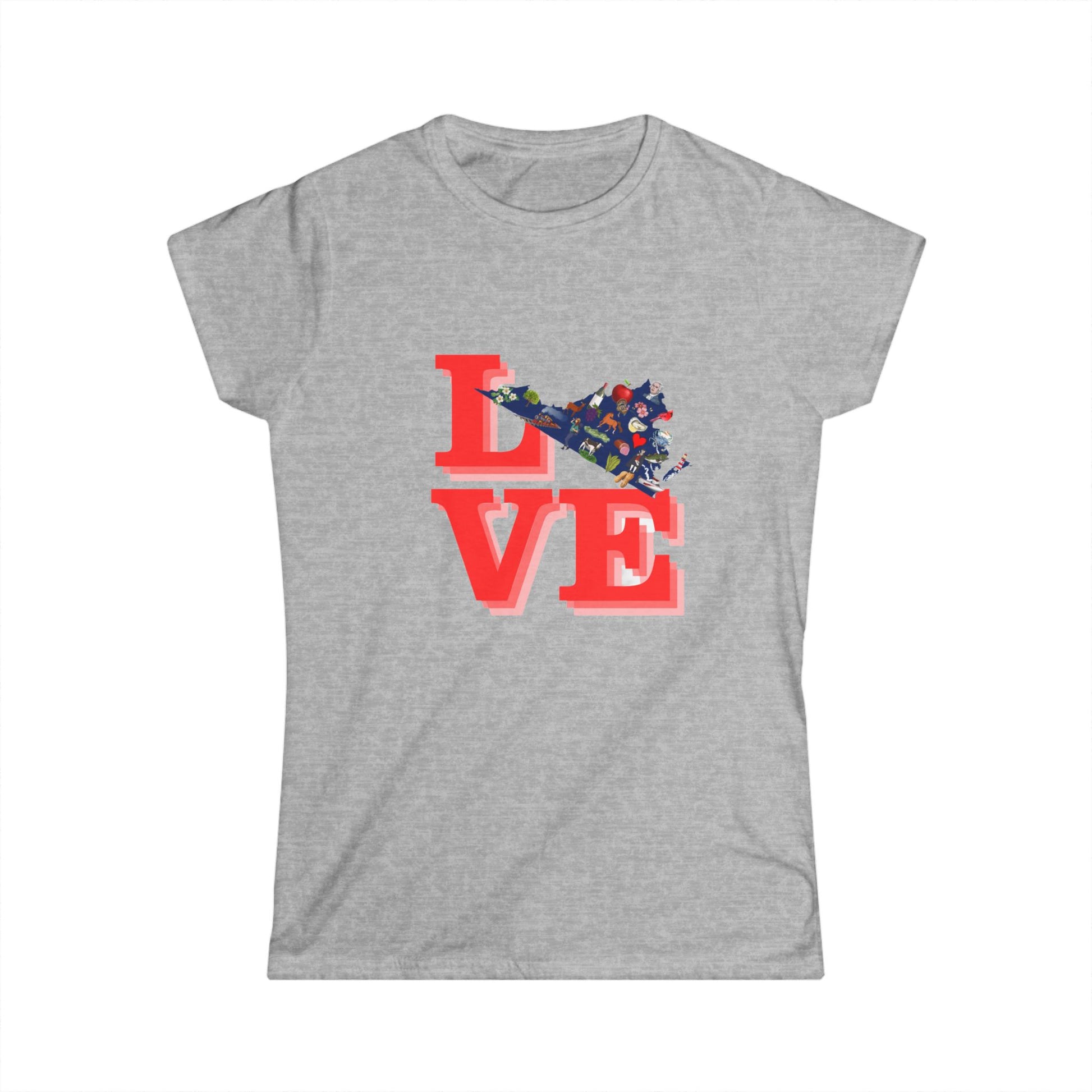 Virginia Love Graphic Women's Softstyle Tee, Casual Summer Shirt, Gift for Her, Travel Souvenir, Valentine's, Birthday