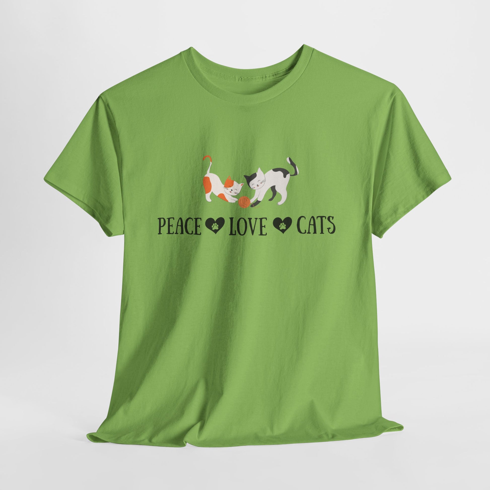 Peace Love Cats T-Shirt | Unisex Heavy Cotton Tee for Cat Lovers, Gift for Pet Owners, Cute Animal Apparel, Casual Wear, Everyday Comfort