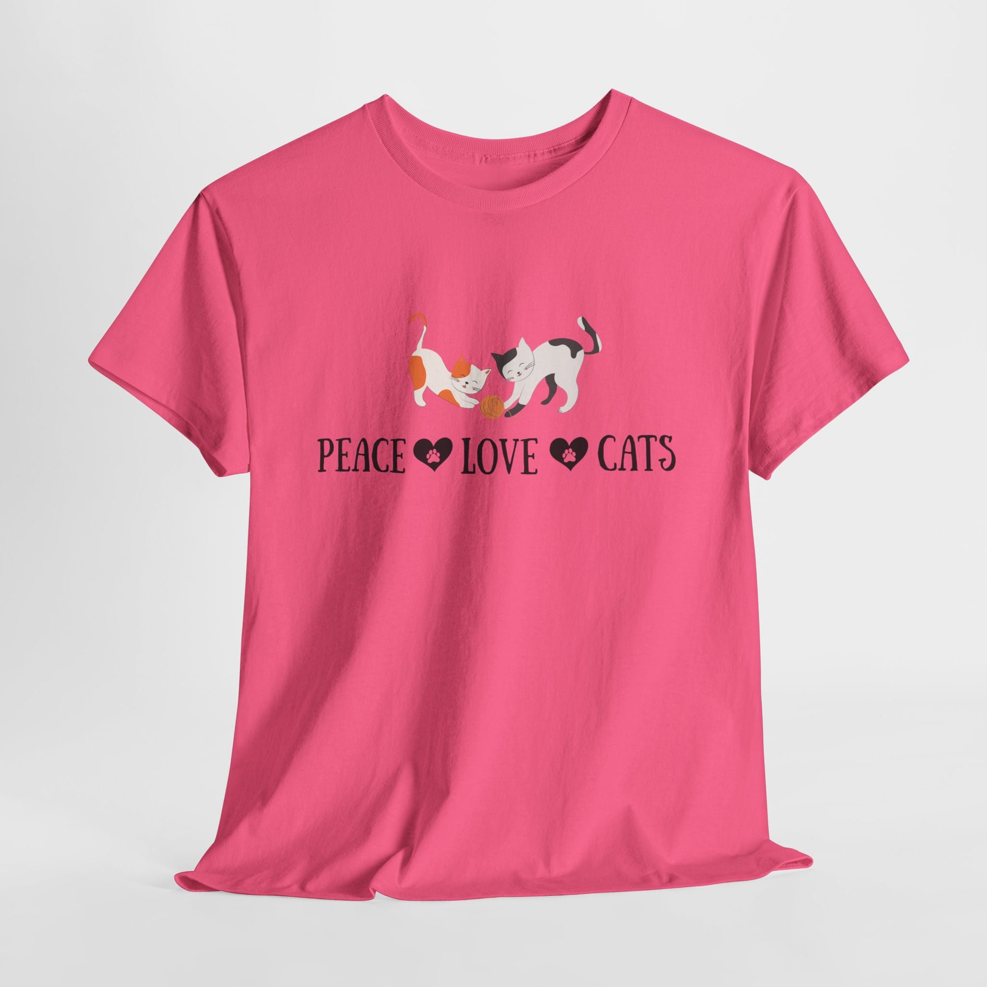 Peace Love Cats T-Shirt | Unisex Heavy Cotton Tee for Cat Lovers, Gift for Pet Owners, Cute Animal Apparel, Casual Wear, Everyday Comfort