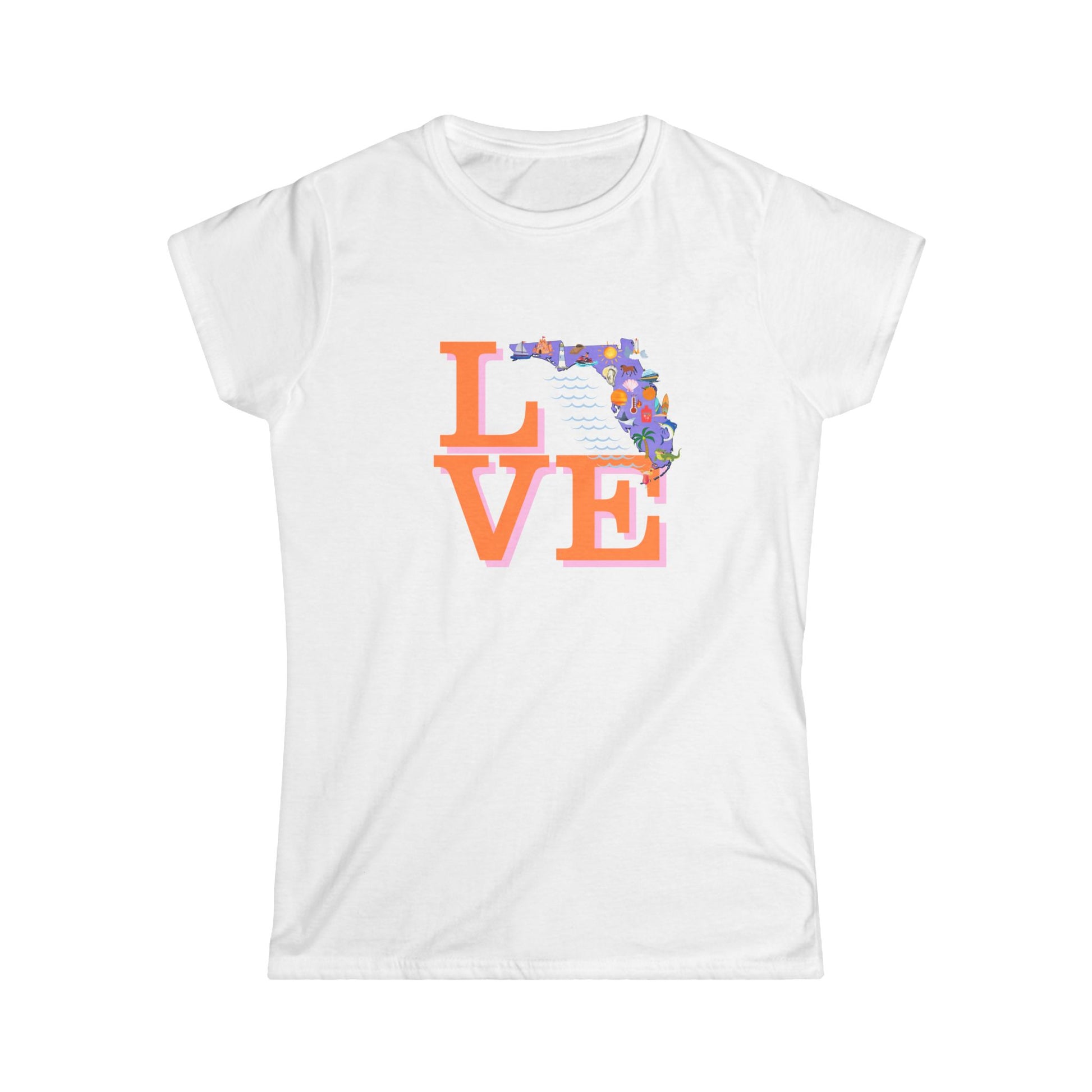 Florida Love Women's Tee, Summer Shirt, Gift for Her, Casual Wear, Vacation Outfit, Beach Day Top