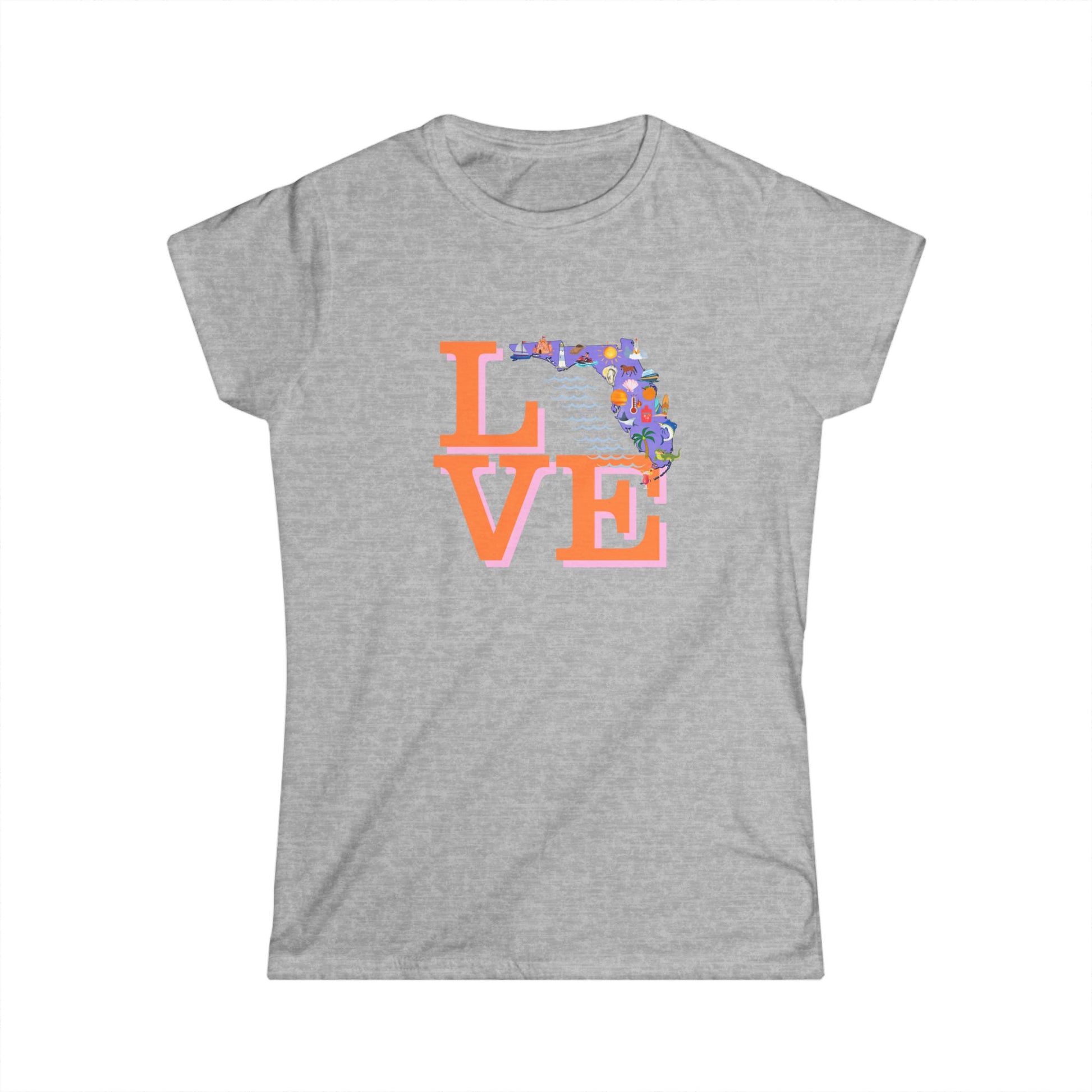 Florida Love Women's Tee, Summer Shirt, Gift for Her, Casual Wear, Vacation Outfit, Beach Day Top