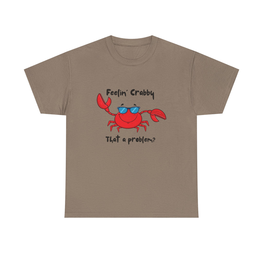 Feelin' Crabby Unisex Heavy Cotton Tee | Funny Beachwear, Nautical Tee, Summer Gift, Casual Graphic T-Shirt, Humor Apparel