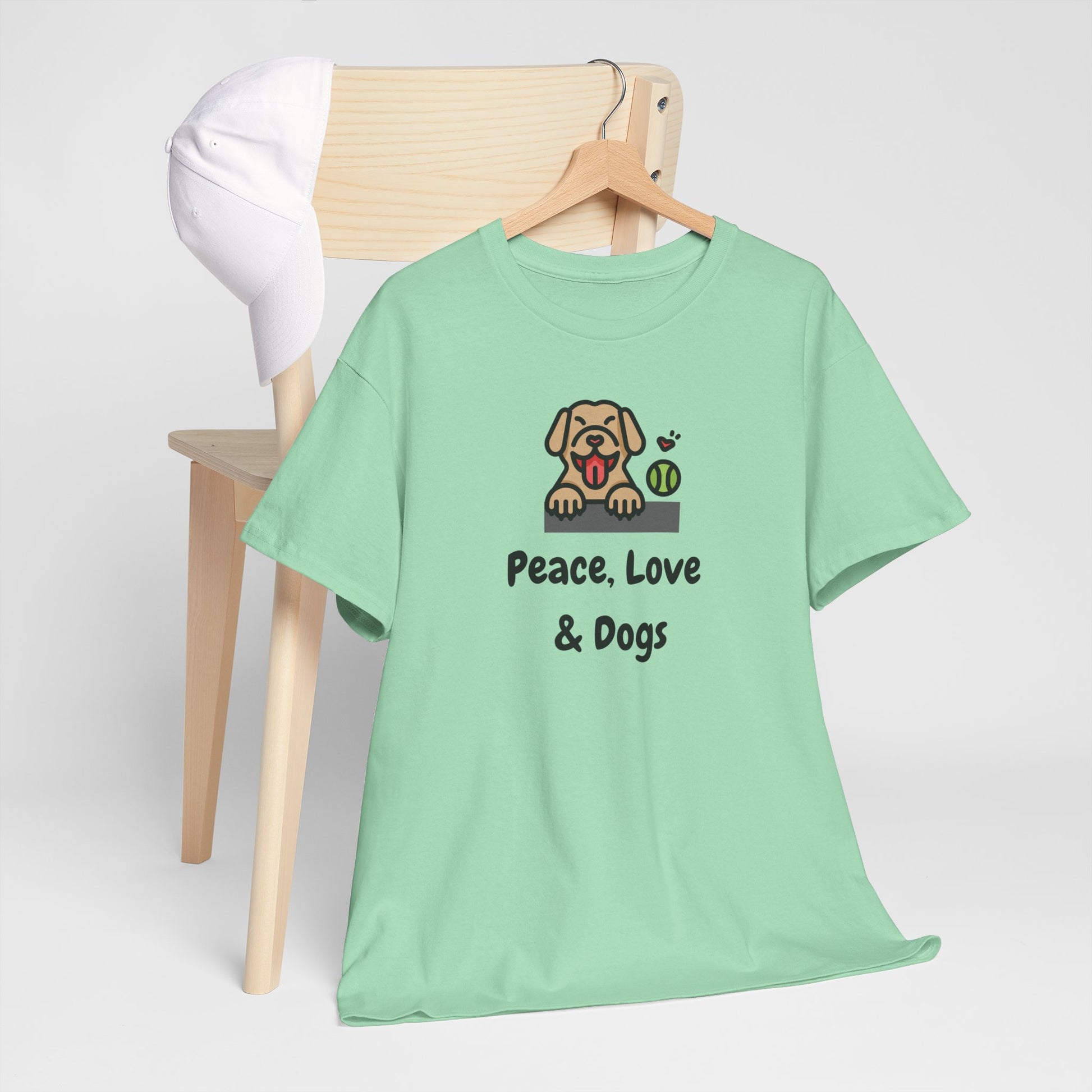 Peace Love & Dogs Cotton T Shirt ~ Unisex, Dog Lover Gift